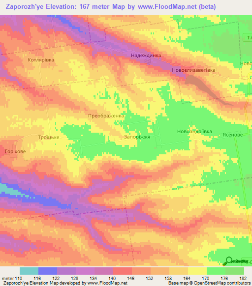 Zaporozh'ye,Ukraine Elevation Map