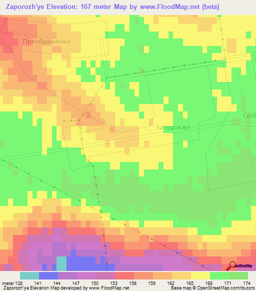 Zaporozh'ye,Ukraine Elevation Map