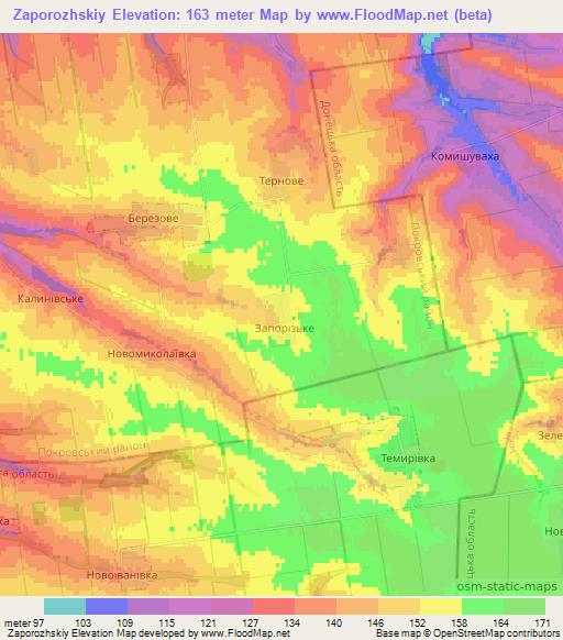 Zaporozhskiy,Ukraine Elevation Map