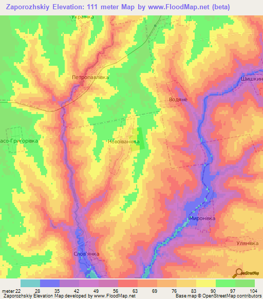 Zaporozhskiy,Ukraine Elevation Map