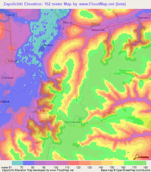 Zapolichki,Ukraine Elevation Map