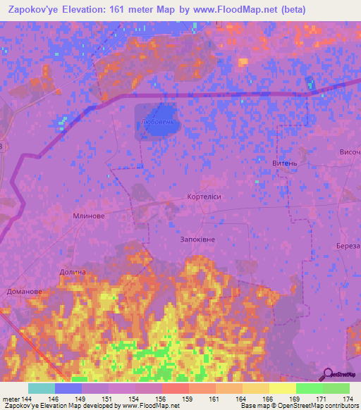 Zapokov'ye,Ukraine Elevation Map