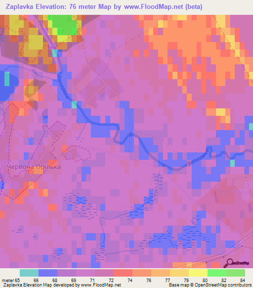 Zaplavka,Ukraine Elevation Map