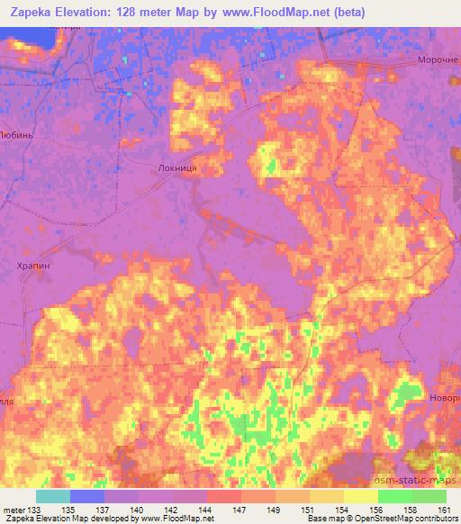 Zapeka,Ukraine Elevation Map