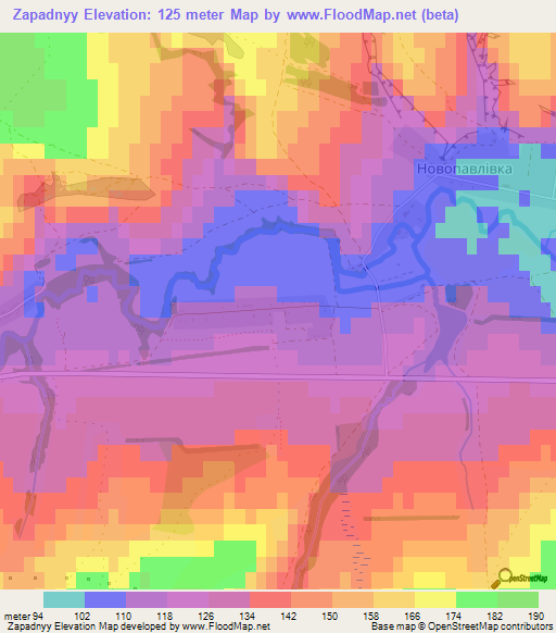 Zapadnyy,Ukraine Elevation Map