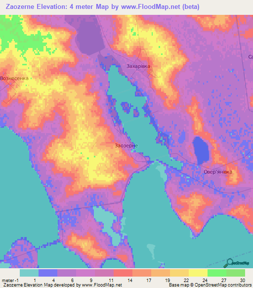 Zaozerne,Ukraine Elevation Map
