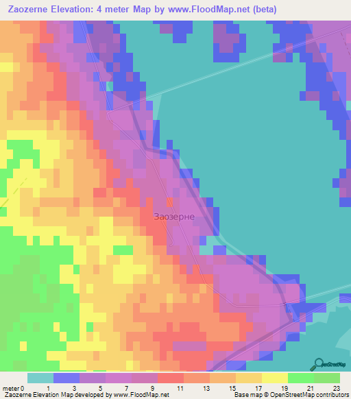 Zaozerne,Ukraine Elevation Map