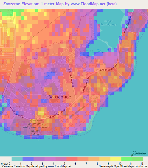 Zaozerne,Ukraine Elevation Map
