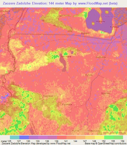 Zaozere Zadolzhe,Ukraine Elevation Map
