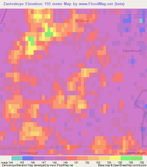 Zanivskoye,Ukraine Elevation Map