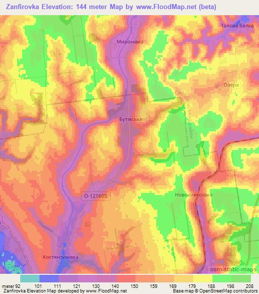 Zanfirovka,Ukraine Elevation Map