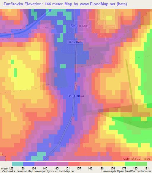 Zanfirovka,Ukraine Elevation Map