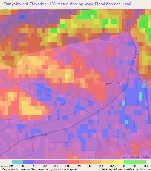 Zamyslovichi,Ukraine Elevation Map