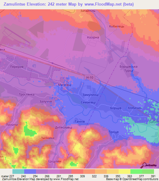 Zamulintse,Ukraine Elevation Map