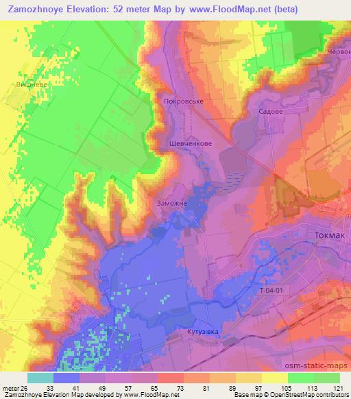 Zamozhnoye,Ukraine Elevation Map