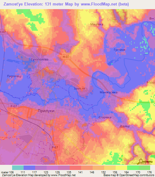 Zamost'ye,Ukraine Elevation Map