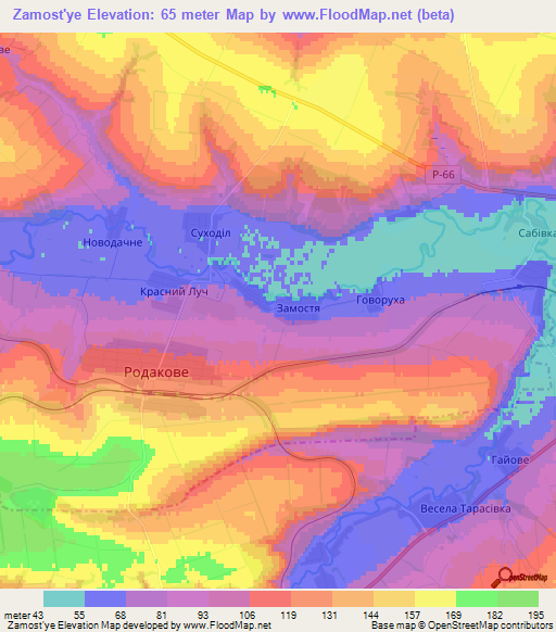 Zamost'ye,Ukraine Elevation Map