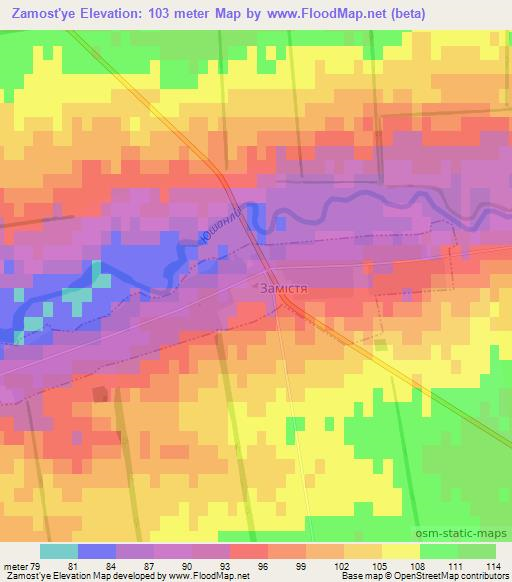 Zamost'ye,Ukraine Elevation Map