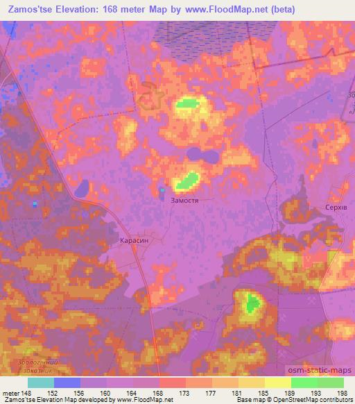 Zamos'tse,Ukraine Elevation Map