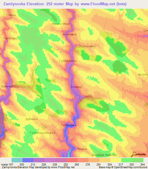 Zamlynovka,Ukraine Elevation Map