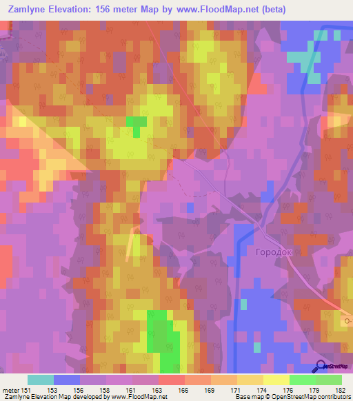 Zamlyne,Ukraine Elevation Map