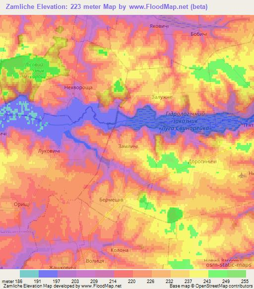 Zamliche,Ukraine Elevation Map