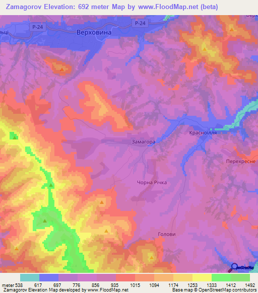 Zamagorov,Ukraine Elevation Map