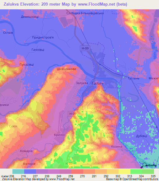 Zalukva,Ukraine Elevation Map