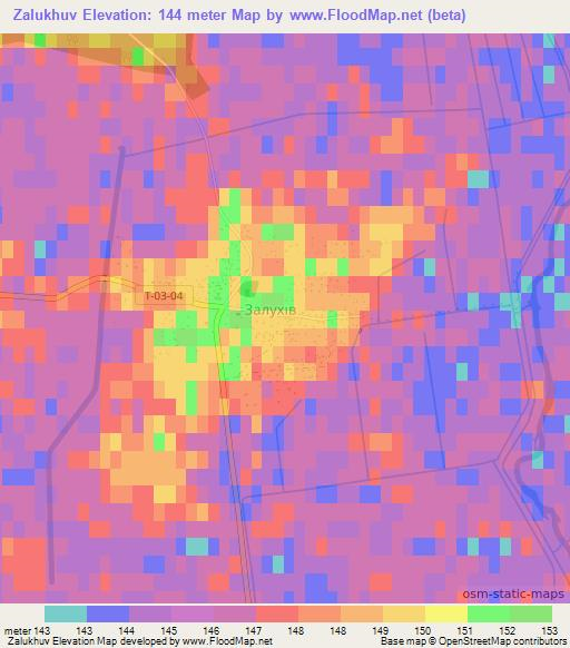 Zalukhuv,Ukraine Elevation Map