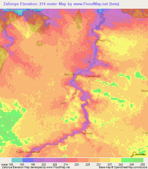 Zaliznya,Ukraine Elevation Map