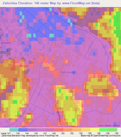 Zaliznitsa,Ukraine Elevation Map