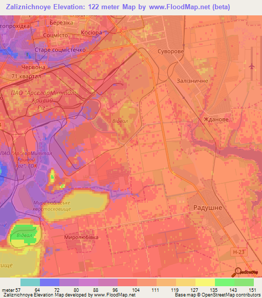 Zaliznichnoye,Ukraine Elevation Map