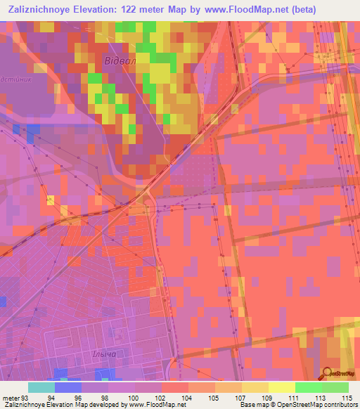 Zaliznichnoye,Ukraine Elevation Map