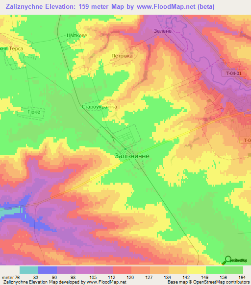 Zaliznychne,Ukraine Elevation Map