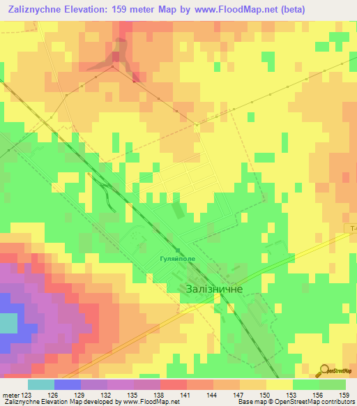 Zaliznychne,Ukraine Elevation Map