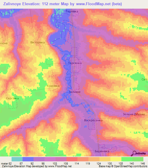 Zalivnoye,Ukraine Elevation Map