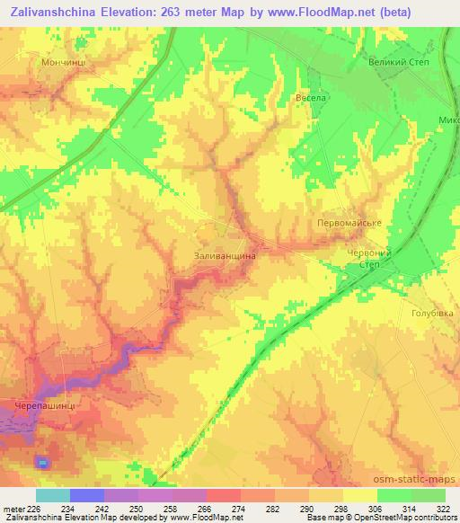 Zalivanshchina,Ukraine Elevation Map