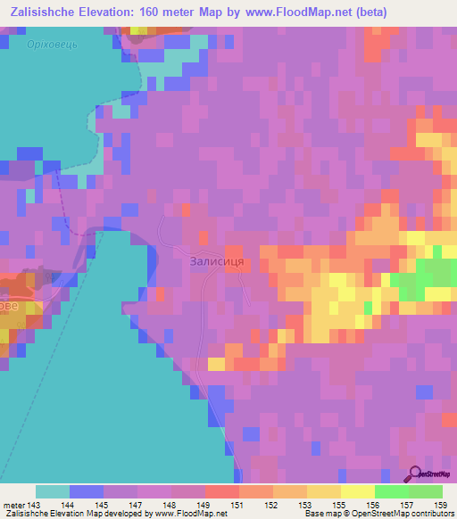 Zalisishche,Ukraine Elevation Map