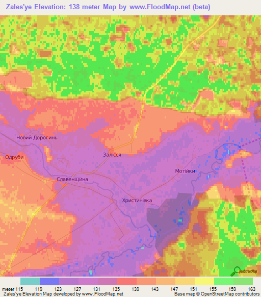 Zales'ye,Ukraine Elevation Map