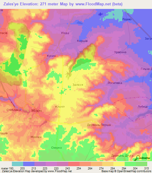 Zales'ye,Ukraine Elevation Map