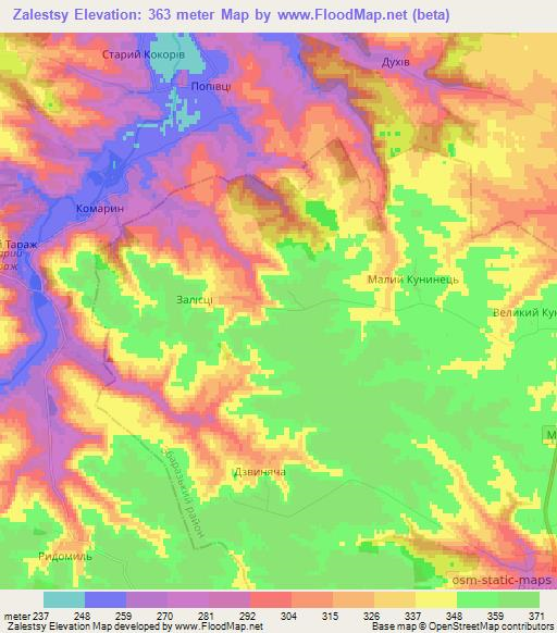 Zalestsy,Ukraine Elevation Map