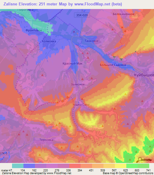 Zalisne,Ukraine Elevation Map