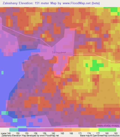 Zaleshany,Ukraine Elevation Map