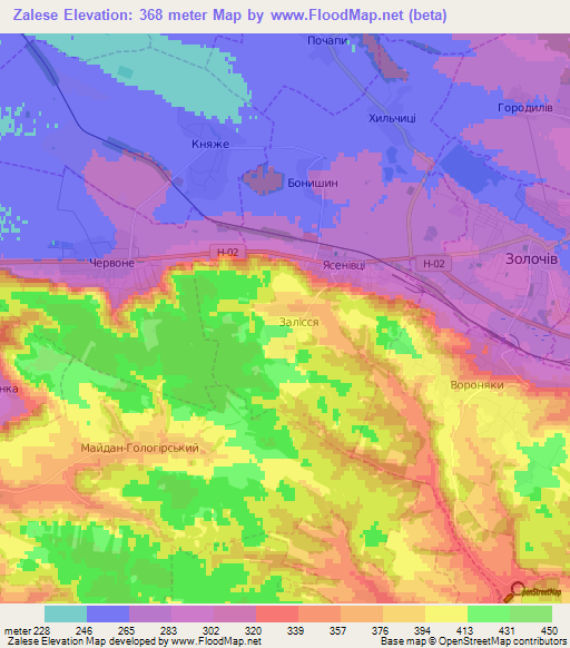 Zalese,Ukraine Elevation Map