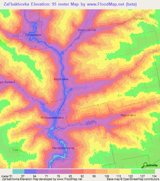 Zal'bakhovka,Ukraine Elevation Map