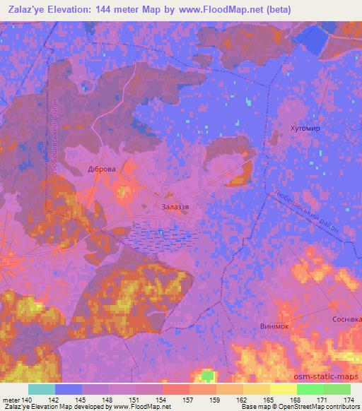 Zalaz'ye,Ukraine Elevation Map