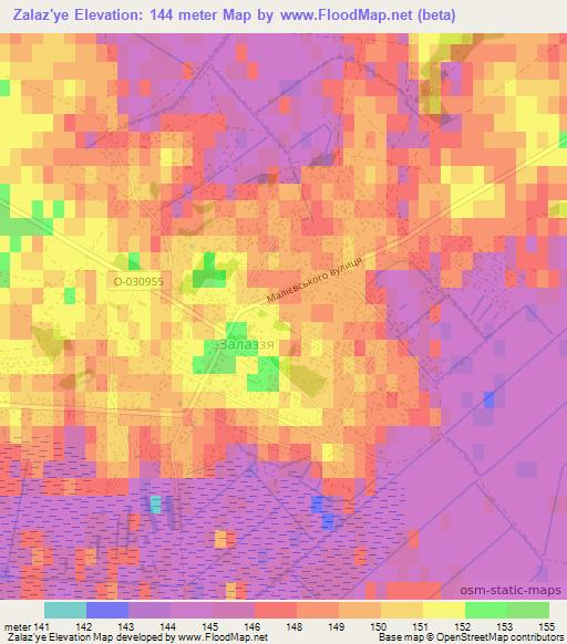 Zalaz'ye,Ukraine Elevation Map