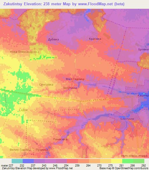 Zakutintsy,Ukraine Elevation Map