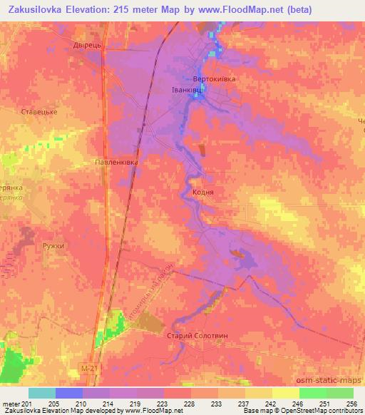 Zakusilovka,Ukraine Elevation Map