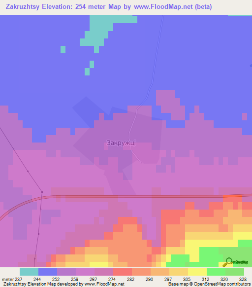 Zakruzhtsy,Ukraine Elevation Map